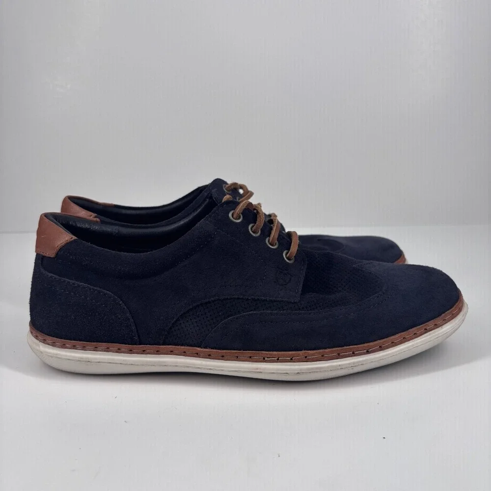 Massimo Dutti Men's Navy Blue Suede Derby‎ Shoes US 8 / EU 41 Lace-Up Classic